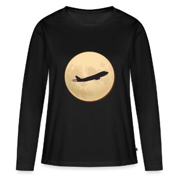 Silhouette jumbo contre la lune - T-shirt manches longues Premium bio Femme - noir - Devant - Julia (174cm)