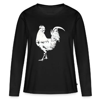 Coq Poulet Coq - T-shirt manches longues Premium bio Femme - noir - Devant - Julia (174cm)
