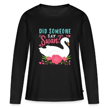 Schwäne Wasservögel Schwan - Frauen Premium Bio Langarmshirt - Schwarz - Vorne - Julia (174cm)