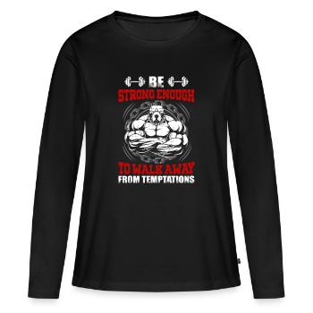 Gym fitness bodybuilders motivation de renforcement musculaire - T-shirt manches longues Premium bio Femme - noir - Devant - Julia (174cm)