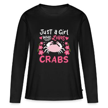 Crevettes fruits de mer - T-shirt manches longues Premium bio Femme - noir - Devant - Julia (174cm)