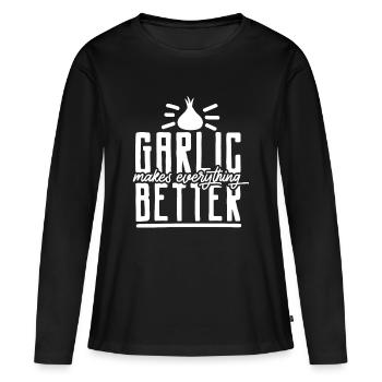 Ail - T-shirt manches longues Premium bio Femme - noir - Devant - Julia (174cm)