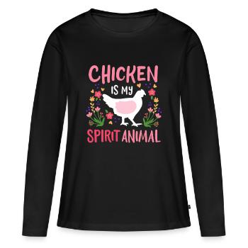 Poules Poules Élevage de poulets - T-shirt manches longues Premium bio Femme - noir - Devant - Julia (174cm)