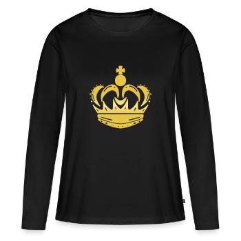 Couronne - T-shirt manches longues Premium bio Femme - noir - Devant - Julia (174cm)