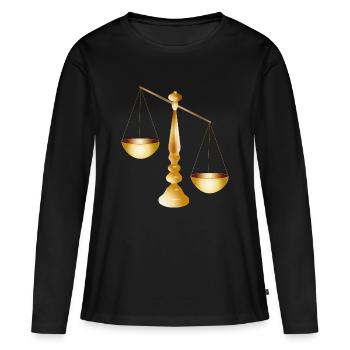 deux balances sur une poutre avec pied - T-shirt manches longues Premium bio Femme - noir - Devant - Julia (174cm)