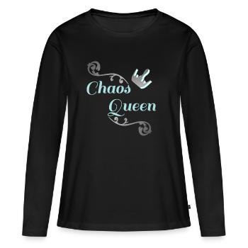 lustige sprücheshirts, chaosqueen, partnerlook - Frauen Premium Bio Langarmshirt - Schwarz - Vorne - Julia (174cm)