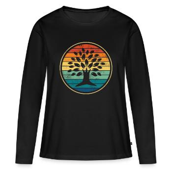 Arbre - T-shirt manches longues Premium bio Femme - noir - Devant - Julia (174cm)