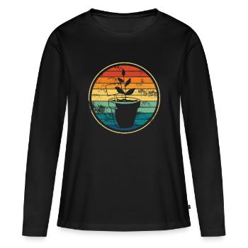 Plante Plantes Jardin - T-shirt manches longues Premium bio Femme - noir - Devant - Julia (174cm)