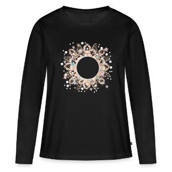 cadre imaginatif en dentelle délicate - T-shirt manches longues Premium bio Femme - noir - Devant - Julia (174cm)