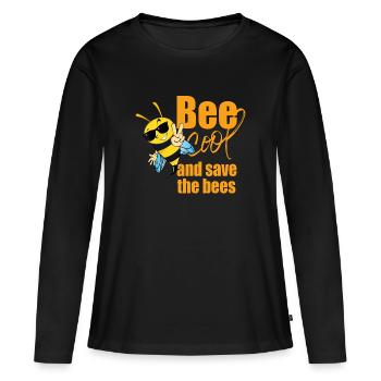 Bee Cool Save the Bees : abeille écologie humour - T-shirt manches longues Premium bio Femme - noir - Devant - Julia (174cm)