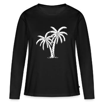 Palmier - T-shirt manches longues Premium bio Femme - noir - Devant - Julia (174cm)