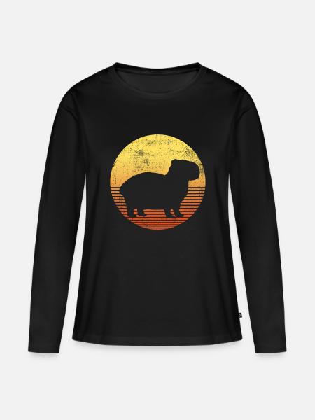 Capybara Vintage - Frauen Premium Bio Langarmshirt - Schwarz