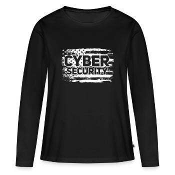 Cybersécurité USA Flag IT Computer - T-shirt manches longues Premium bio Femme - noir - Devant - Julia (174cm)