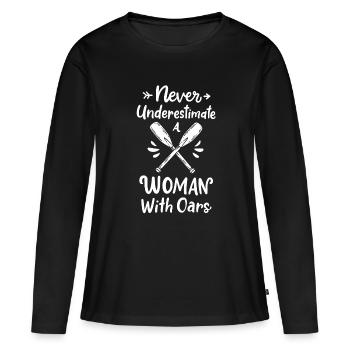 Rudern Ruder Ruderer - Frauen Premium Bio Langarmshirt - Schwarz - Vorne - Julia (174cm)