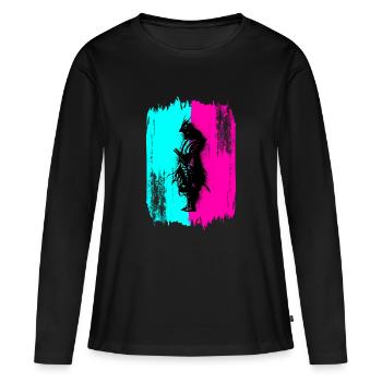 Samurai Silhouette Japan Krieger Schwarz Kunst - Frauen Premium Bio Langarmshirt - Schwarz - Vorne - Julia (174cm)