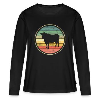 Vache Vaches - T-shirt manches longues Premium bio Femme - noir - Devant - Julia (174cm)