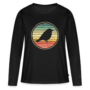 oiseaux oiseaux - T-shirt manches longues Premium bio Femme - noir - Devant - Julia (174cm)