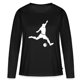 Fußballspieler Torschuss Sport Symbol Verein - Frauen Premium Bio Langarmshirt - Schwarz - Vorne - Julia (174cm)