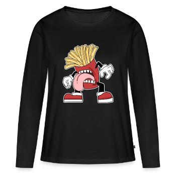 Pommes - Frauen Premium Bio Langarmshirt - Schwarz - Vorne - Julia (174cm)