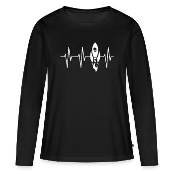 fusée, battement de cœur, espace, ecg, voyage dans l’espace, astronaute - T-shirt manches longues Premium bio Femme - noir - Devant - Julia (174cm)