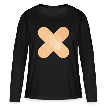 Dispositif de fixation croisé comme élément de conception - T-shirt manches longues Premium bio Femme - noir - Devant - Julia (174cm)