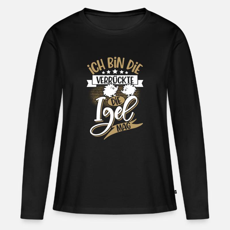 Igel - Frauen Premium Bio Langarmshirt - Schwarz