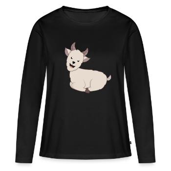 Ziege Ziegen Geiss - Frauen Premium Bio Langarmshirt - Schwarz - Vorne - Julia (174cm)