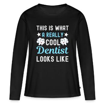 Dentiste dentiste - T-shirt manches longues Premium bio Femme - noir - Devant - Julia (174cm)
