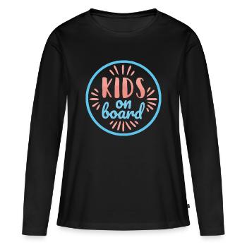 Kids on board - T-shirt manches longues Premium bio Femme - noir - Devant - Julia (174cm)