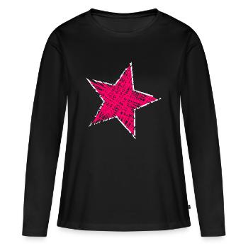 STERN. STERNE. STERN. STERNE. FEST. JAHRESTAG - Frauen Premium Bio Langarmshirt - Schwarz - Vorne - Julia (174cm)