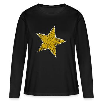 STERN. STERNE. STERN. STERNE. FEST. JAHRESTAG - Frauen Premium Bio Langarmshirt - Schwarz - Vorne - Julia (174cm)