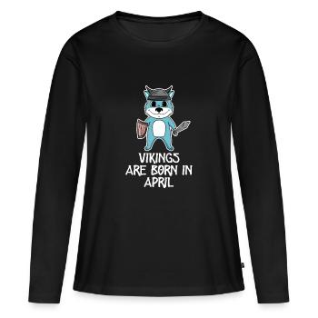 Mois de naissance Mois d’avril Cadeau - T-shirt manches longues Premium bio Femme - noir - Devant - Julia (174cm)