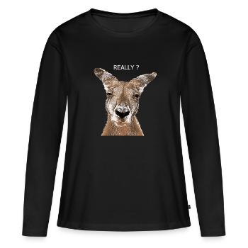 Kangaroo really - Women's Premium Organic Long Sleeve Shirt - black - Front - Julia (174cm)