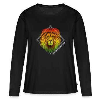 Motif de losange lion arc-en-ciel - T-shirt manches longues Premium bio Femme - noir - Devant - Julia (174cm)