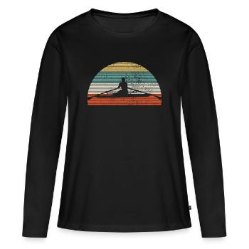 Rudern Ruderer Vintage - Frauen Premium Bio Langarmshirt - Schwarz - Vorne - Julia (174cm)