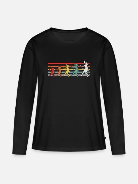 Tennisspielerin Tennisspieler Retro - Frauen Premium Bio Langarmshirt - Schwarz