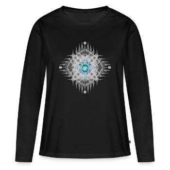 Ornament ethno artistique avec turquoise éclatante - T-shirt manches longues Premium bio Femme - noir - Devant - Julia (174cm)