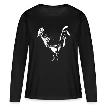 Hahn Tusche - WEISS - Frauen Premium Bio Langarmshirt - Schwarz - Vorne - Julia (174cm)