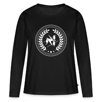 Électricien d’enseigne de guilde avec couronne de laurier - T-shirt manches longues Premium bio Femme - noir - Devant - Julia (174cm)