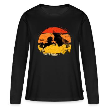 Équitation pour les chuchoteurs de chevaux, équitation pour débutants - T-shirt manches longues Premium bio Femme - noir - Devant - Julia (174cm)