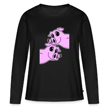 Cochons Cochons - T-shirt manches longues Premium bio Femme - noir - Devant - Julia (174cm)