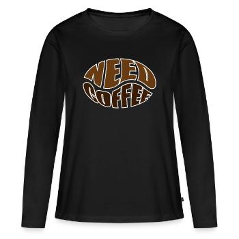 Grain de café grain de café besoin de café - T-shirt manches longues Premium bio Femme - noir - Devant - Julia (174cm)