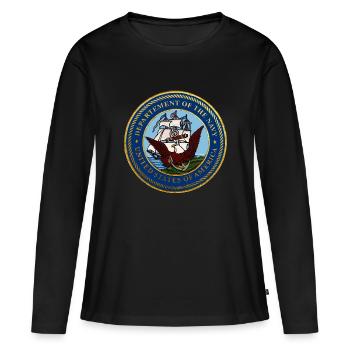 NAVY USA DEBARQUEMENT NORMANDIE Louis RUNEMBERG © - T-shirt manches longues Premium bio Femme - noir - Devant - Julia (174cm)