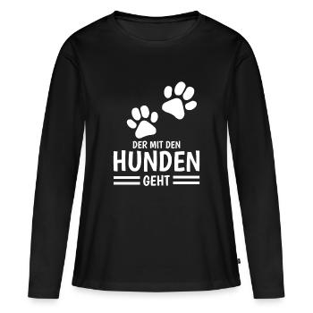 Hund und Herrchen Sprüche - Frauen Premium Bio Langarmshirt - Schwarz - Vorne - Julia (174cm)