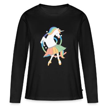 Unicorn Ballerina Rainbow Cute Unicorn Dancing - Women's Premium Organic Long Sleeve Shirt - black - Front - Julia (174cm)