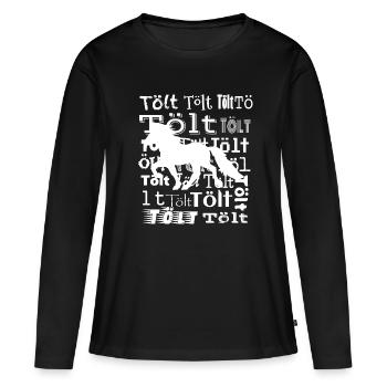 Edles Islandpferd Tölt Statement - Frauen Premium Bio Langarmshirt - Schwarz - Vorne - Julia (174cm)