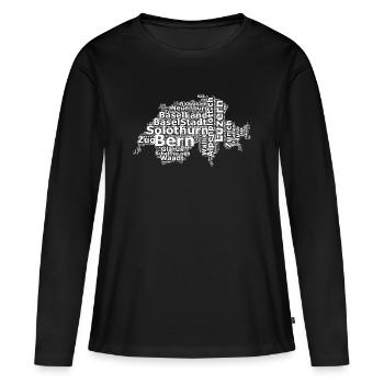 Suisse dialecte blanc - T-shirt manches longues Premium bio Femme - noir - Devant - Julia (174cm)