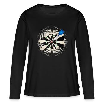 jeu de fléchettes radiant avec flèche de fléchette bleue - T-shirt manches longues Premium bio Femme - noir - Devant - Julia (174cm)