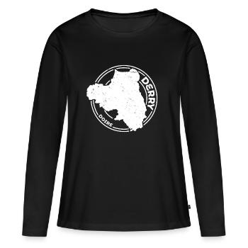 Derry Ireland Map | County Outline Stamp - Women's Premium Organic Long Sleeve Shirt - black - Front - Julia (174cm)