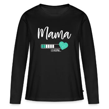 Mama Loading Herz Baby Junge Werdende Mama - Frauen Premium Bio Langarmshirt - Schwarz - Vorne - Julia (174cm)